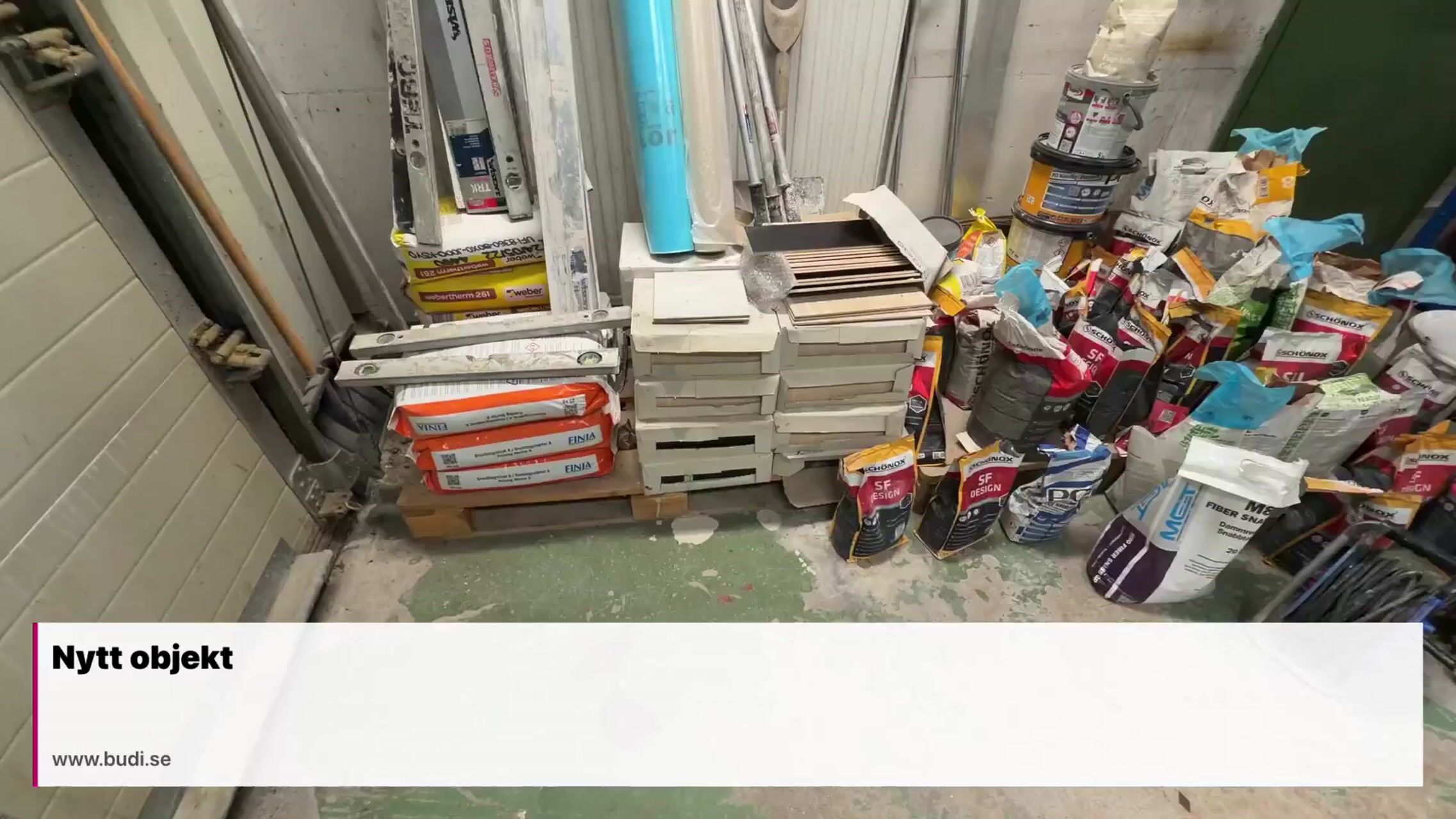 Parti byggmaterial och handverktyg